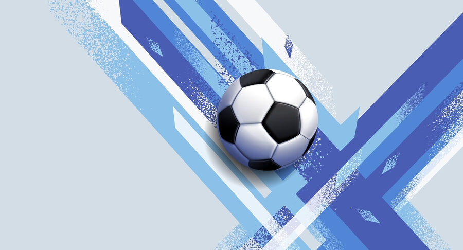 Fototapety Futbalová lopta na modrom a bielom pozadí - Image 5