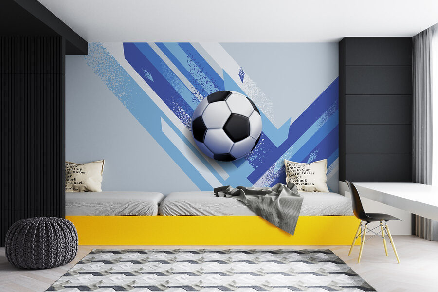 Fototapety Futbalová lopta na modrom a bielom pozadí - Image 2