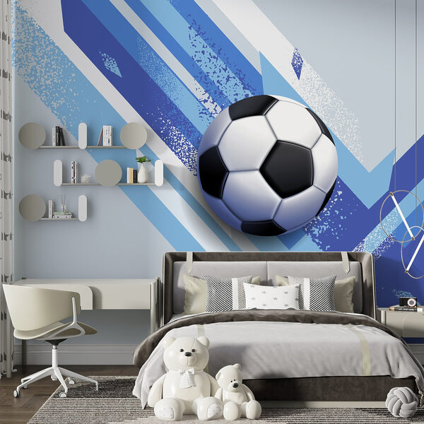 Futbalová lopta na modrom a bielom pozadí Futbalová lopta na modrom a bielom pozadí