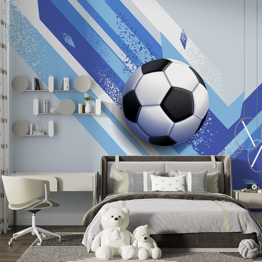 Fototapety Futbalová lopta na modrom a bielom pozadí - Image 4