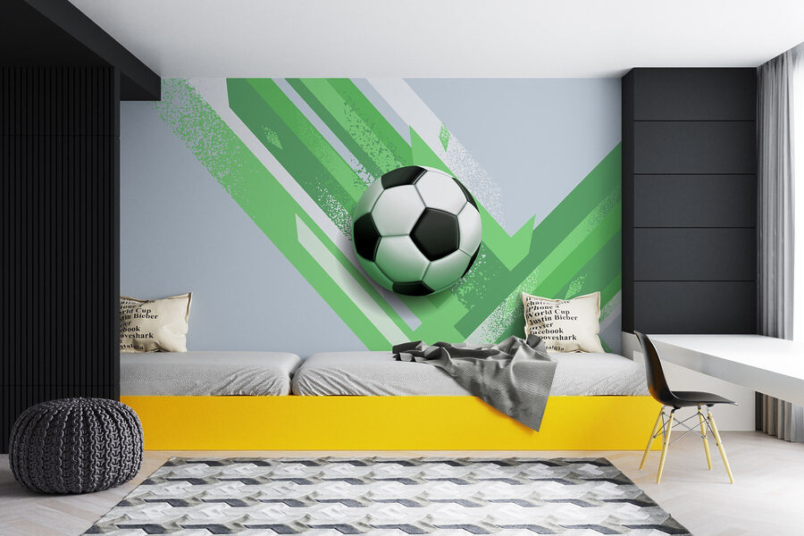 Fototapety Futbalová lopta na zelenom a bielom pozadí - Image 2
