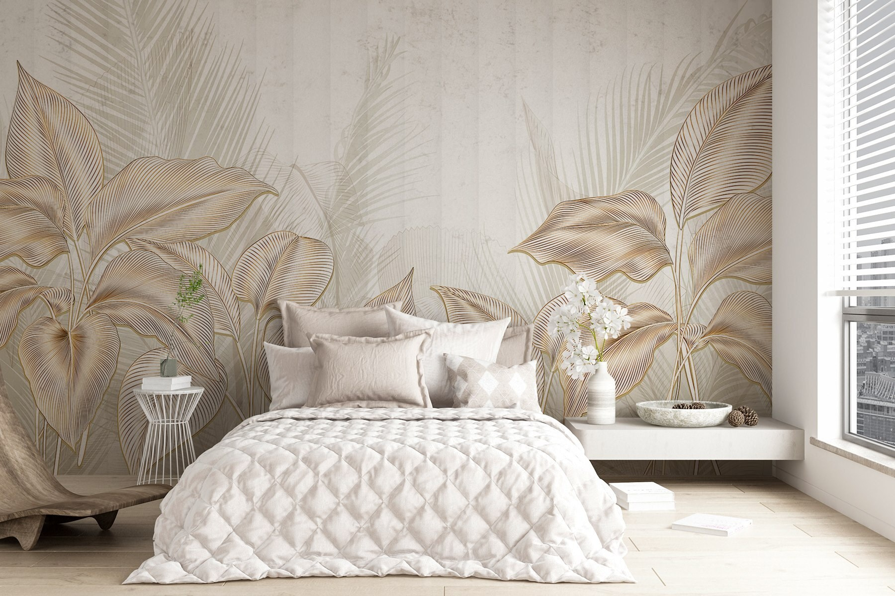 Elegant botanical line art display Elegant botanical line art display