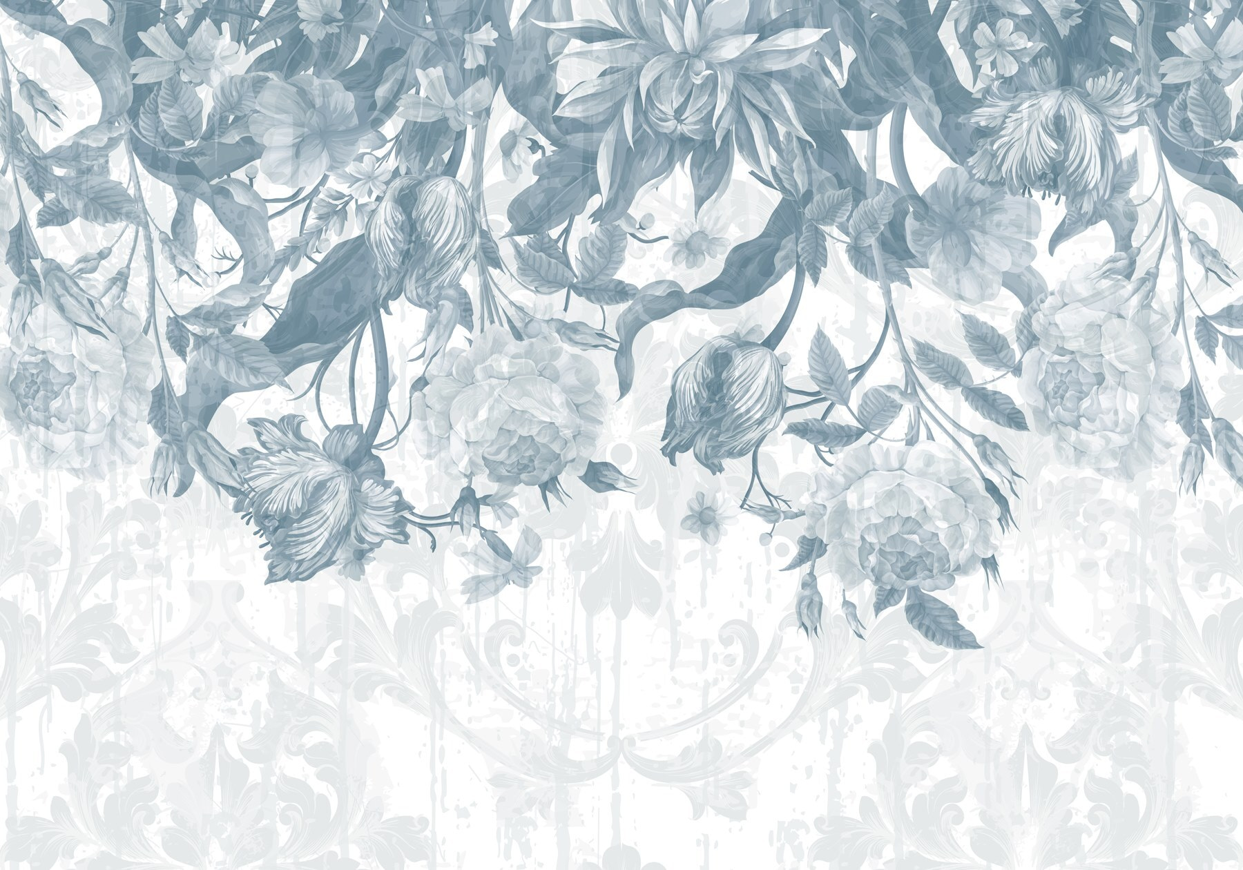Delicate floral pattern in cool tones