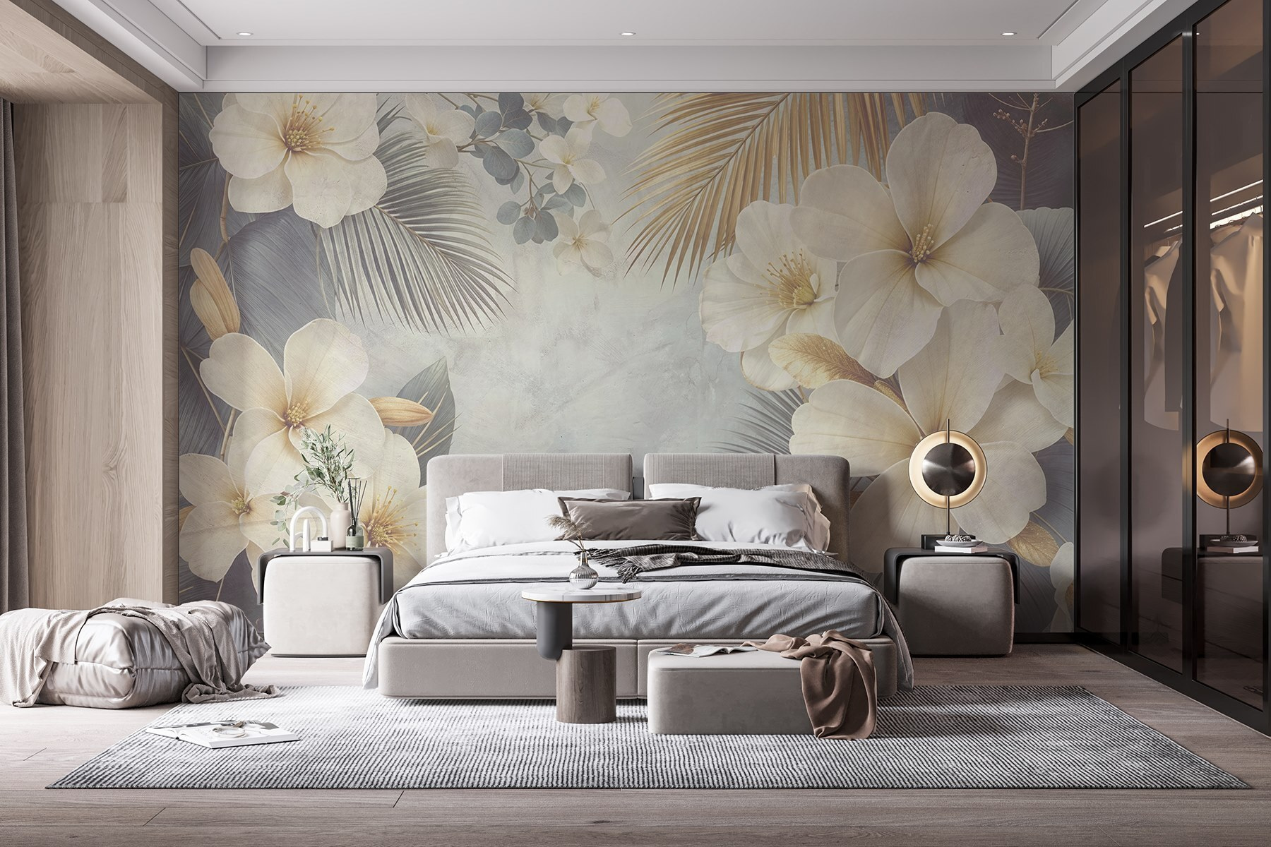 White flowers and leaves