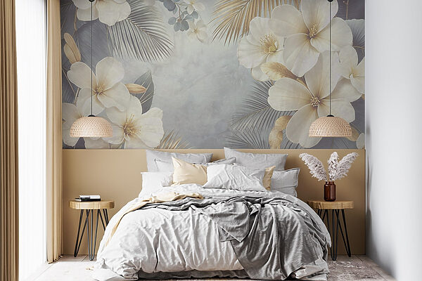 White flowers and leaves