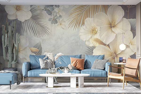 White flowers and leaves