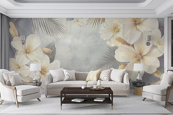 White flowers and leaves