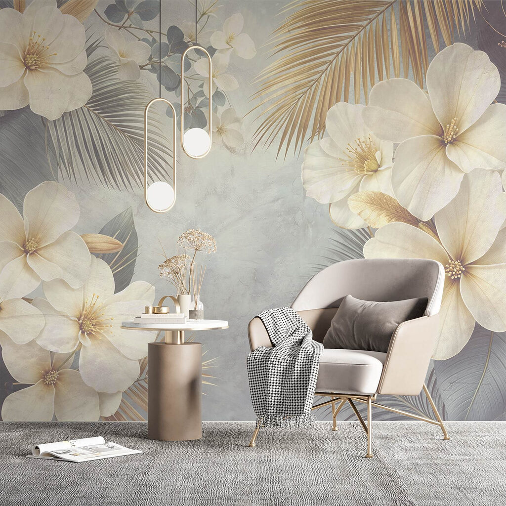 White flowers and leaves