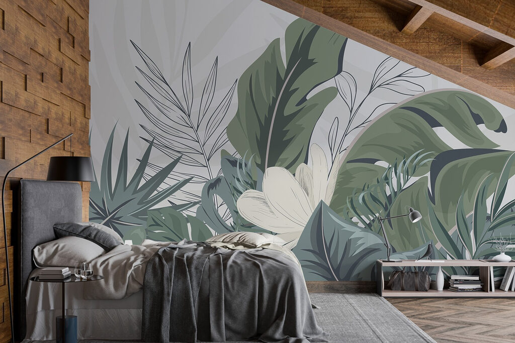 Tropical leaves in serene arrangement