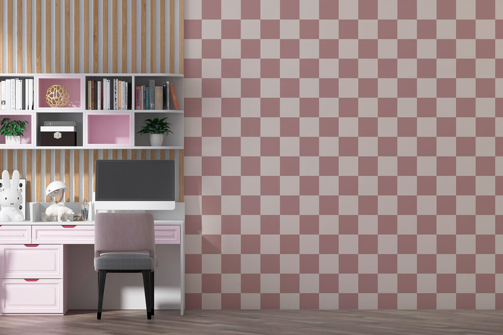 Checkered pattern with pink squares