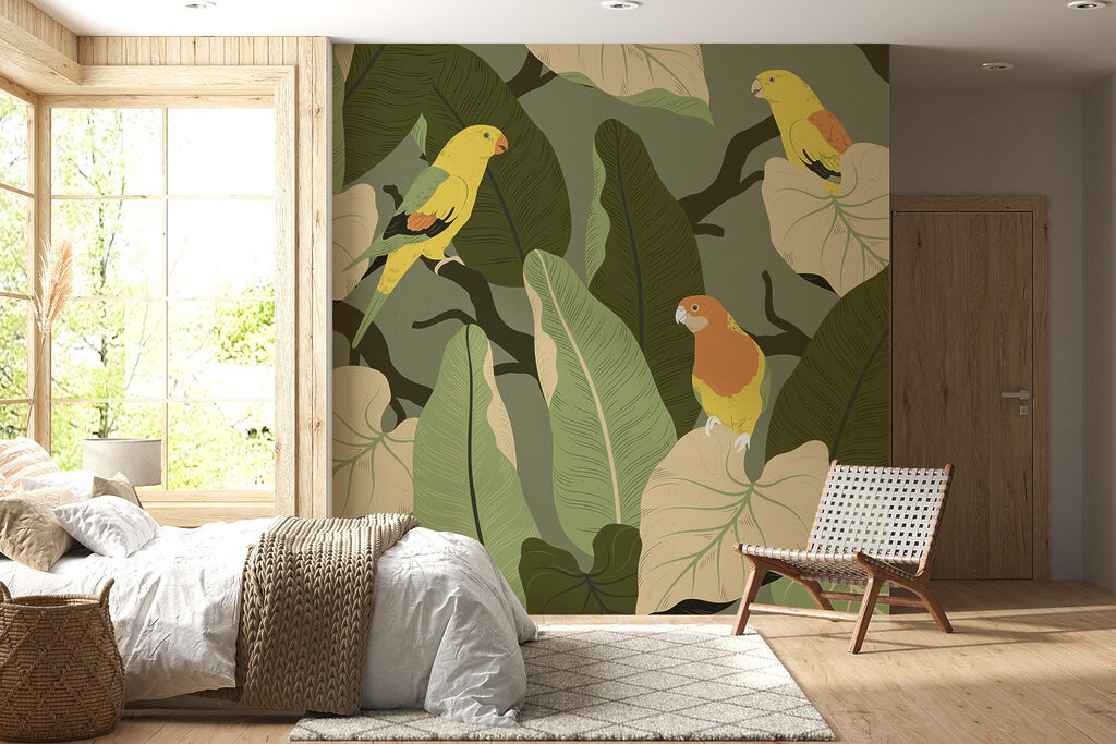 Colorful birds on a tree branch Colorful birds on a tree branch