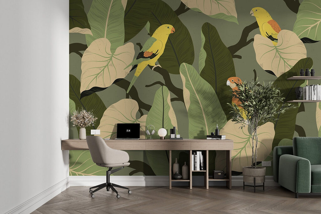 Colorful birds on a tree branch Colorful birds on a tree branch