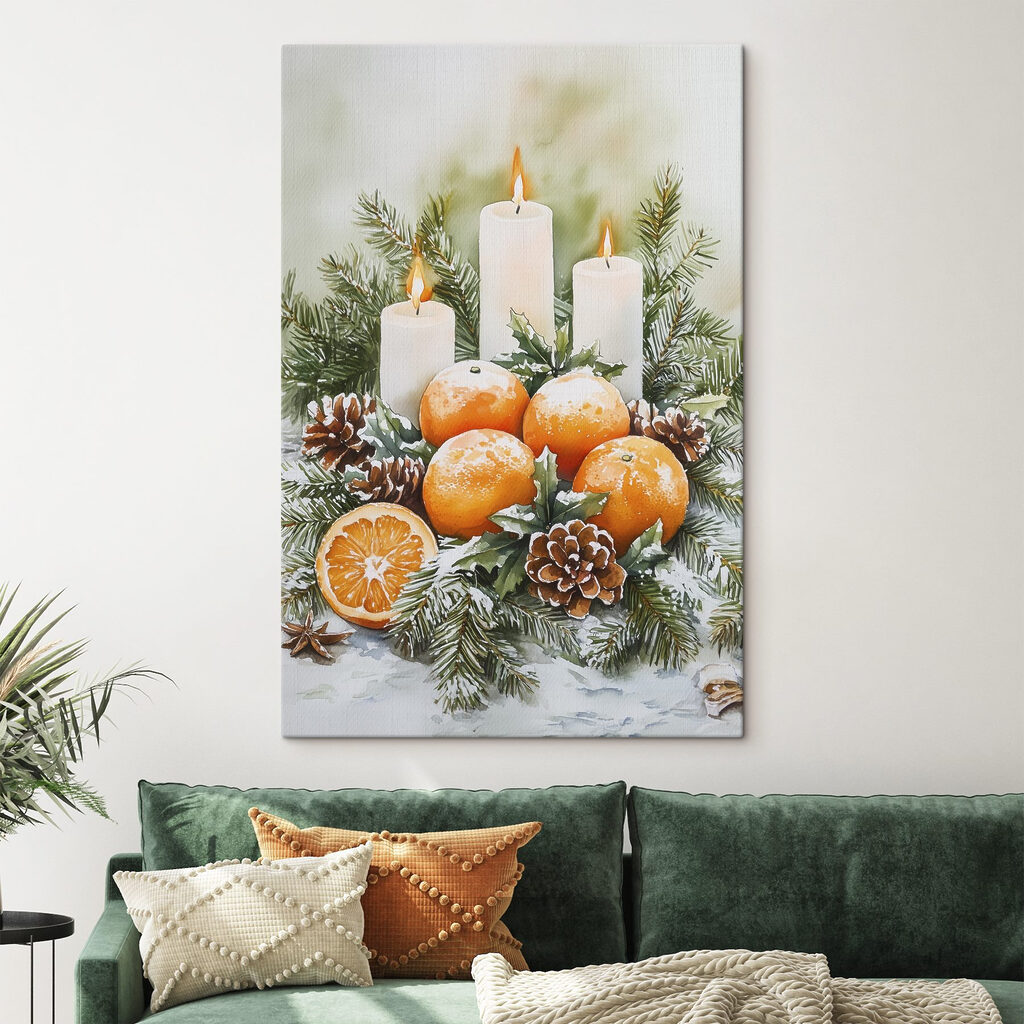 Painting of oranges and candles