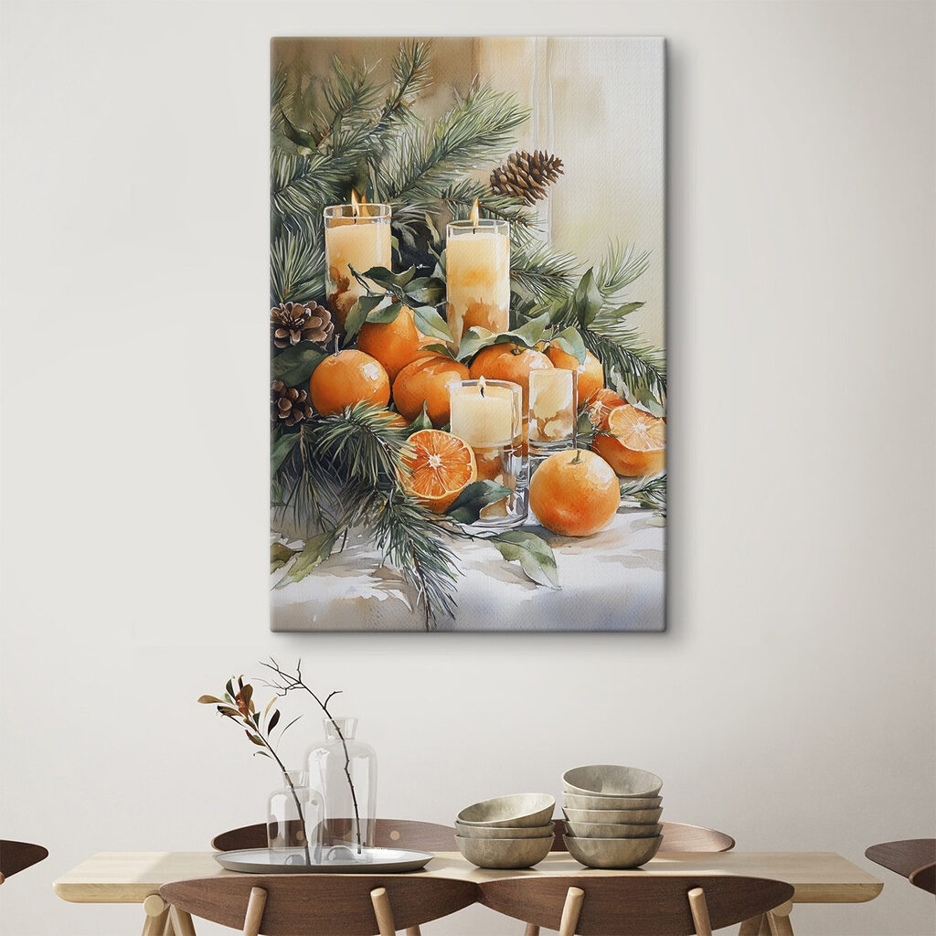 Painting of oranges and candles