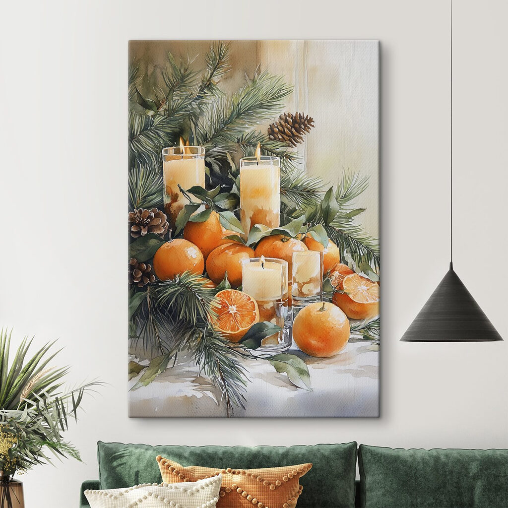 Painting of oranges and candles