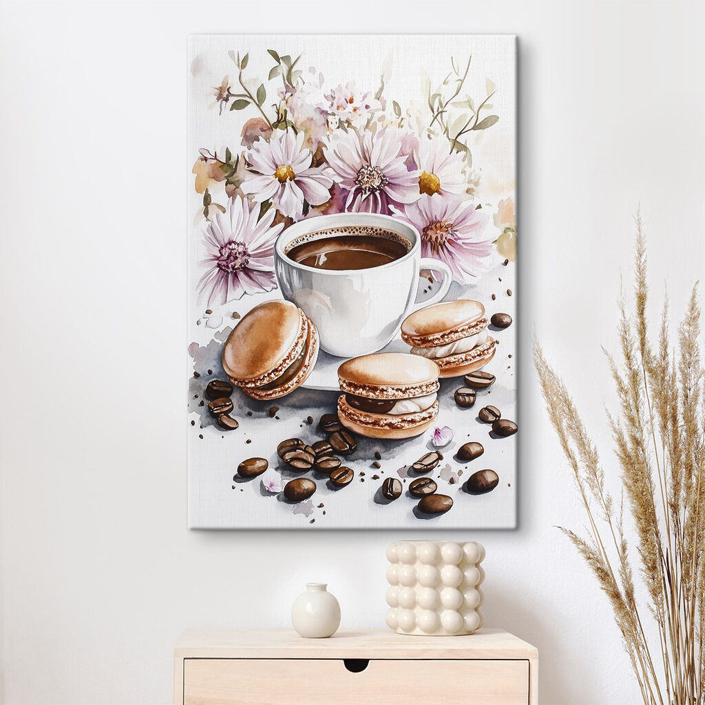 Watercolor painting of a cup of coffee and cookies Watercolor painting of a cup of coffee and cookies