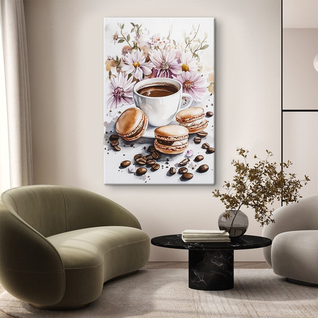 Watercolor painting of a cup of coffee and cookies Watercolor painting of a cup of coffee and cookies