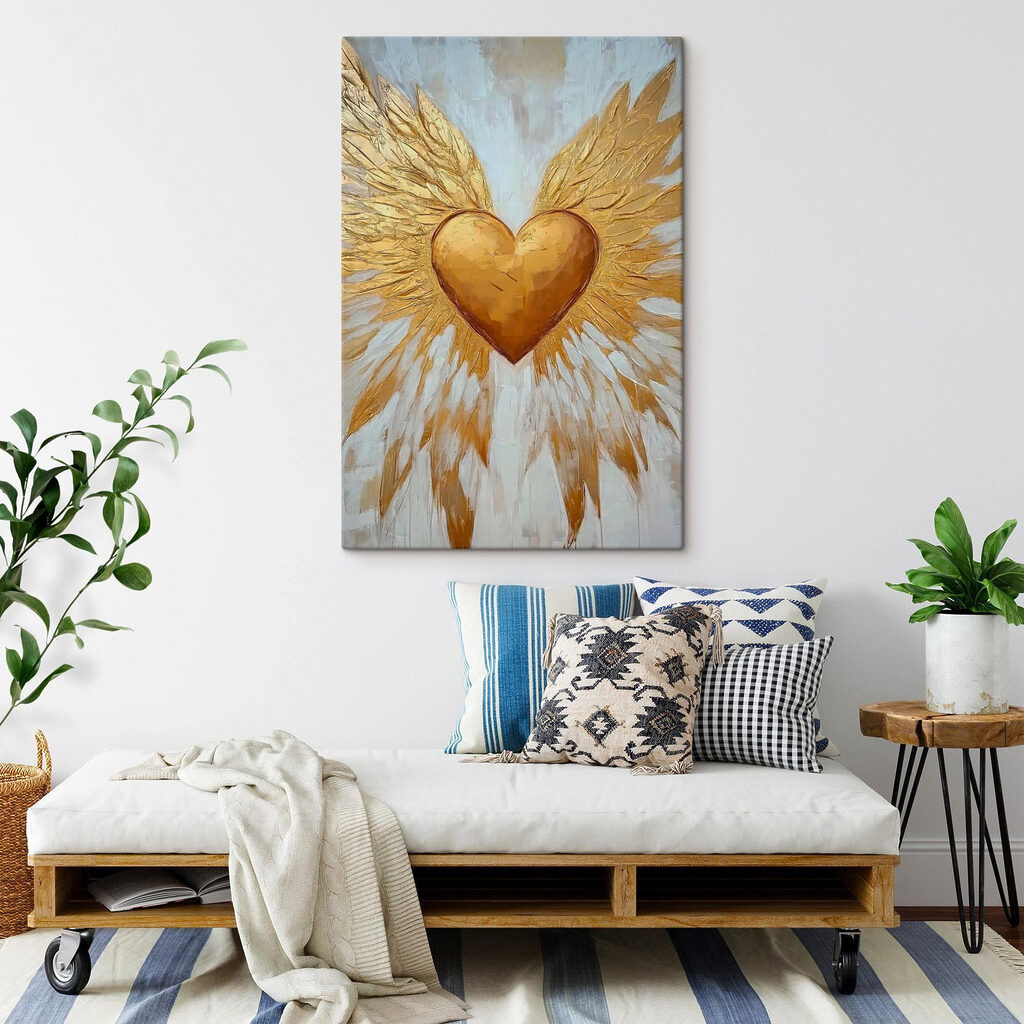 Heart with wings painted on it