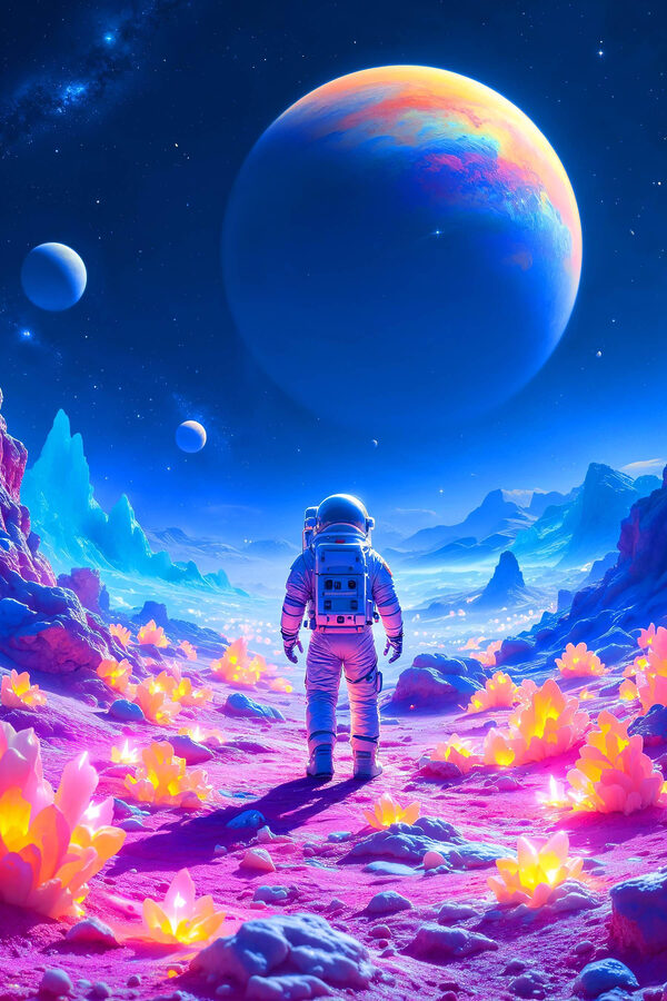 Astronaut kráčajúci po púšti Astronaut kráčajúci po púšti
