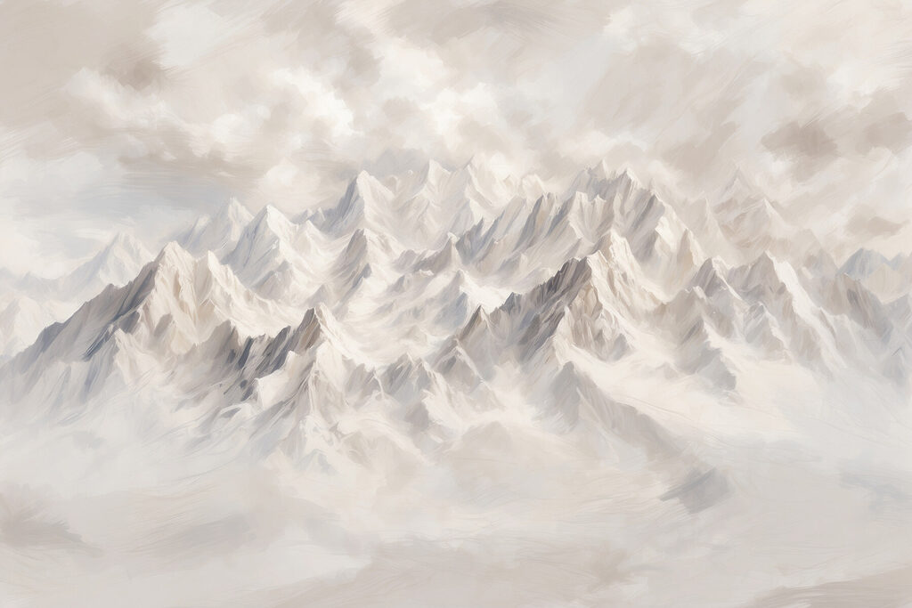 Mountain range with clouds