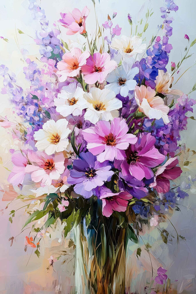 Painting of flowers in a vase Painting of flowers in a vase