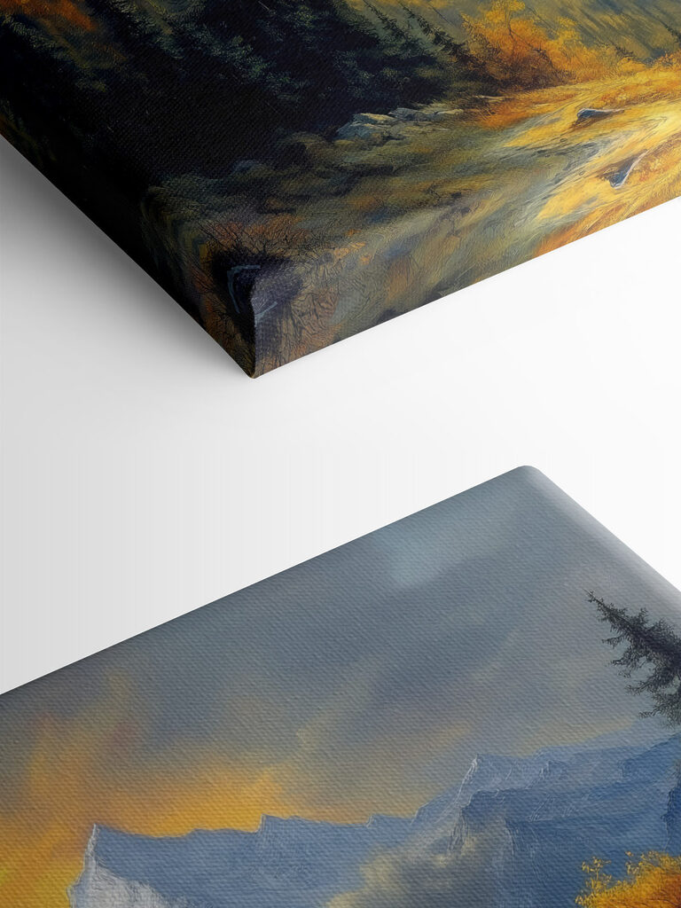 Mountain landscape with trees and clouds