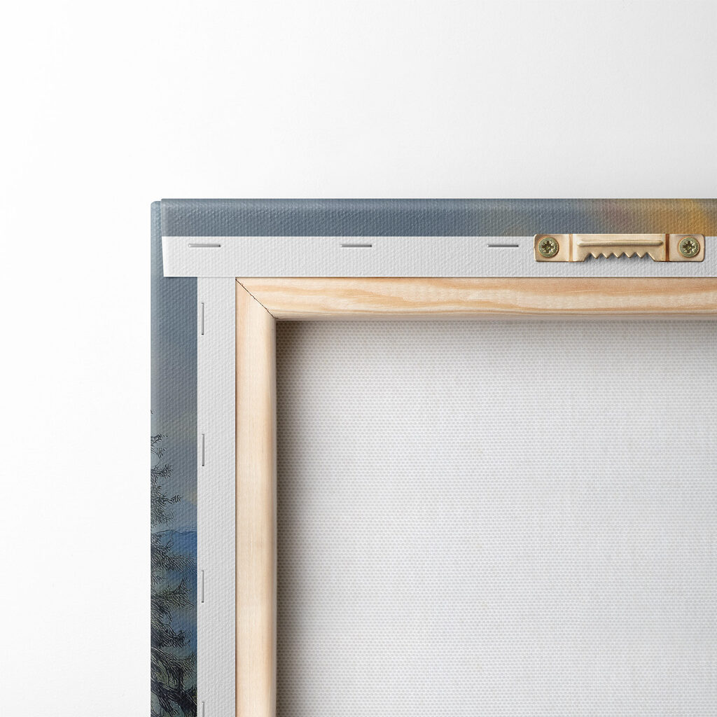 Mountain landscape with trees and clouds