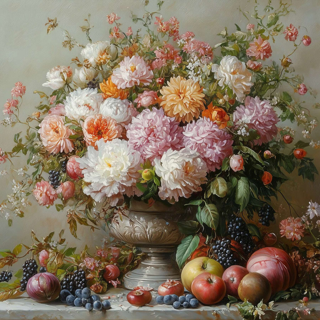 Painting of flowers in a vase Painting of flowers in a vase