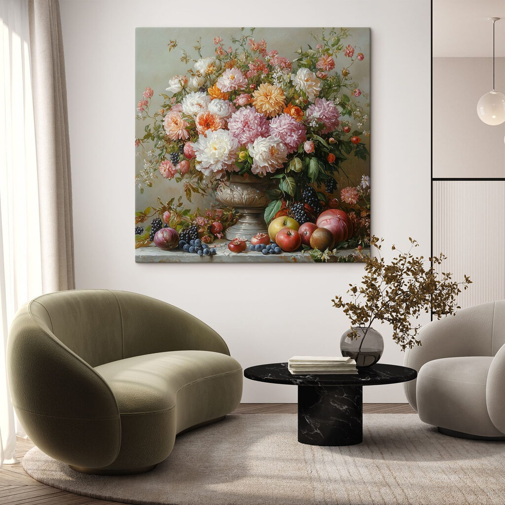 Painting of flowers in a vase Painting of flowers in a vase