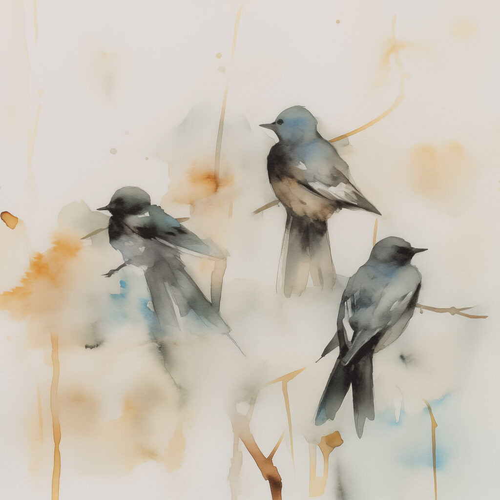 Group of birds on a branch Group of birds on a branch