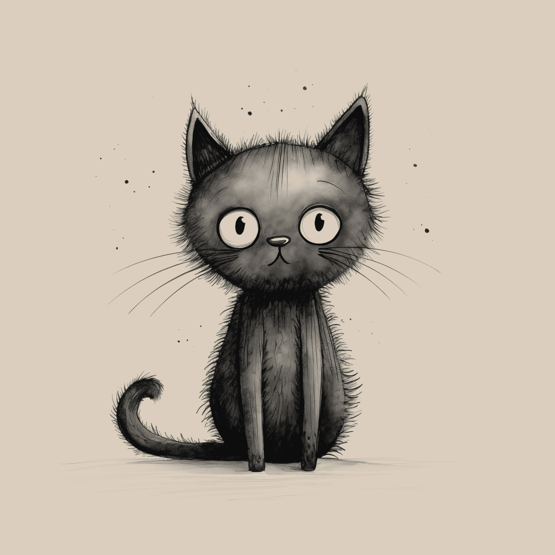Black cat with big eyes