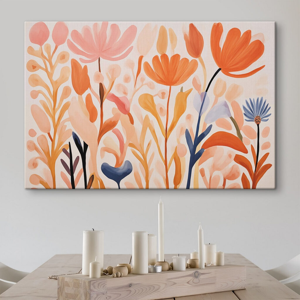 Painting of flowers and leaves