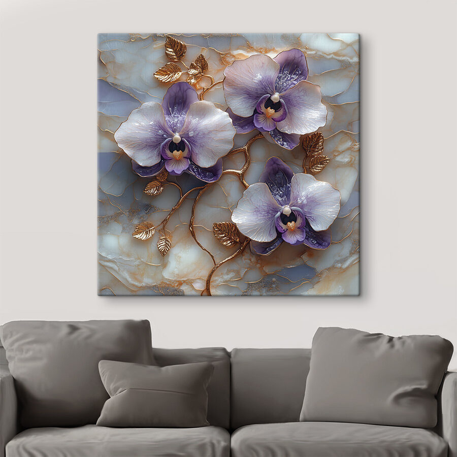 Jemné orchidey na mramorovom pozadí