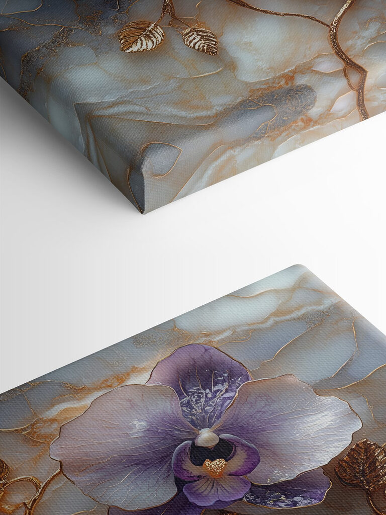 Delicate orchids on marble backdrop Delicate orchids on marble backdrop