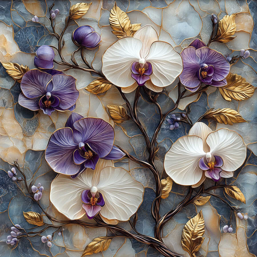 Canvas prints Delicate blooms on textured background