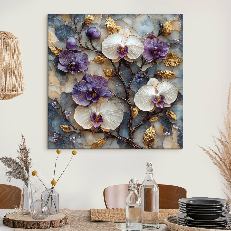 Canvas prints Delicate blooms on textured background