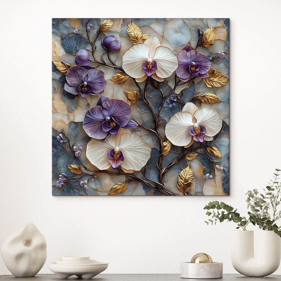 Canvas prints Delicate blooms on textured background