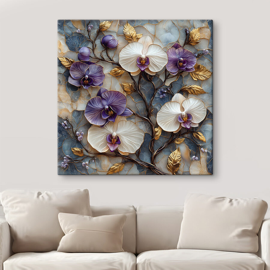 Canvas prints Delicate blooms on textured background