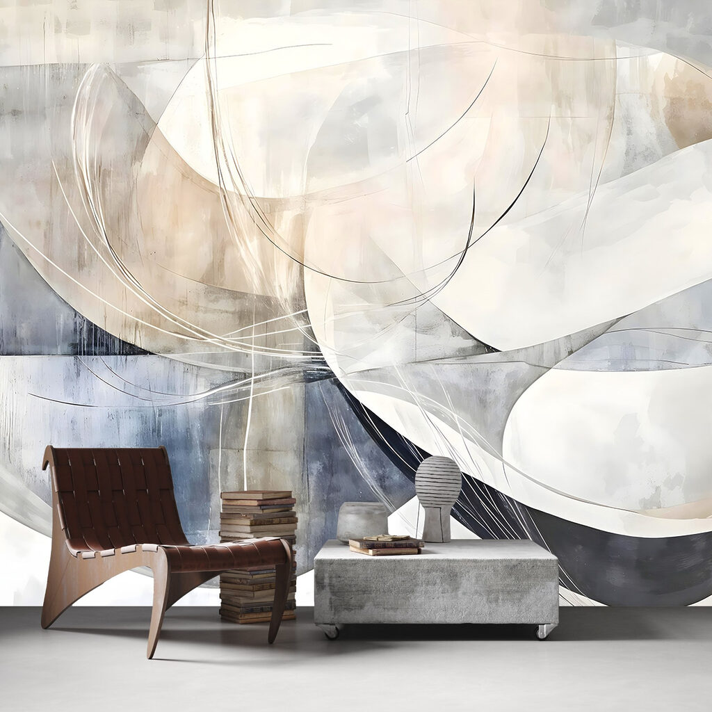 Painting of a white and grey art Painting of a white and grey art