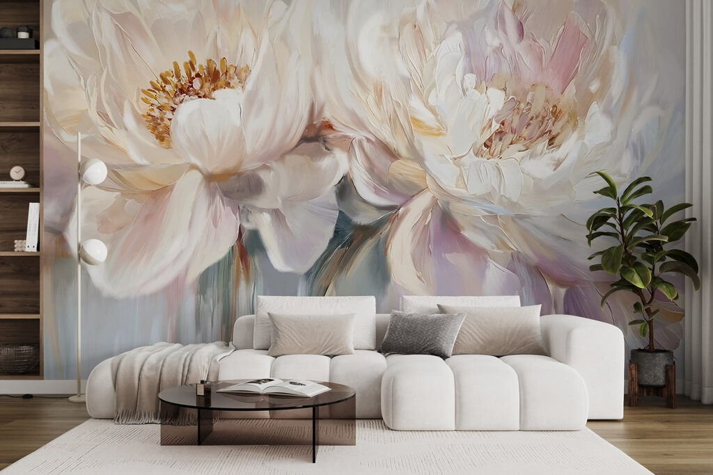 Painting of flowers on a white background