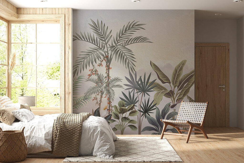 Wall painting of plants and birds