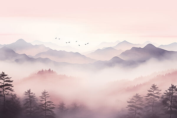 Landscape with trees and mountains Landscape with trees and mountains