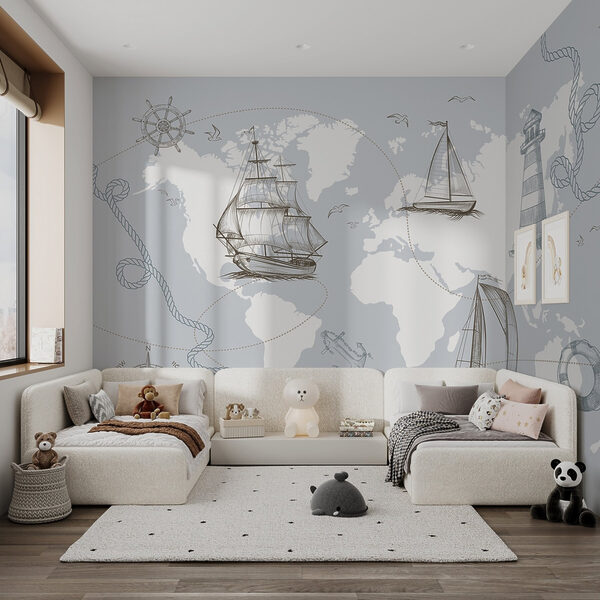Mapa sveta s rôznymi loďami Mapa sveta s rôznymi loďami