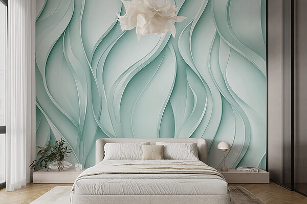 White and green wavy lines