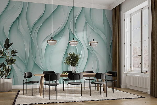 White and green wavy lines