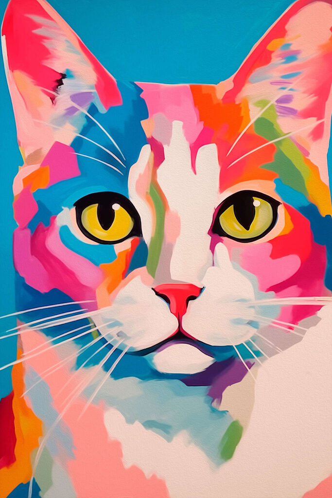 Colorful cat painting