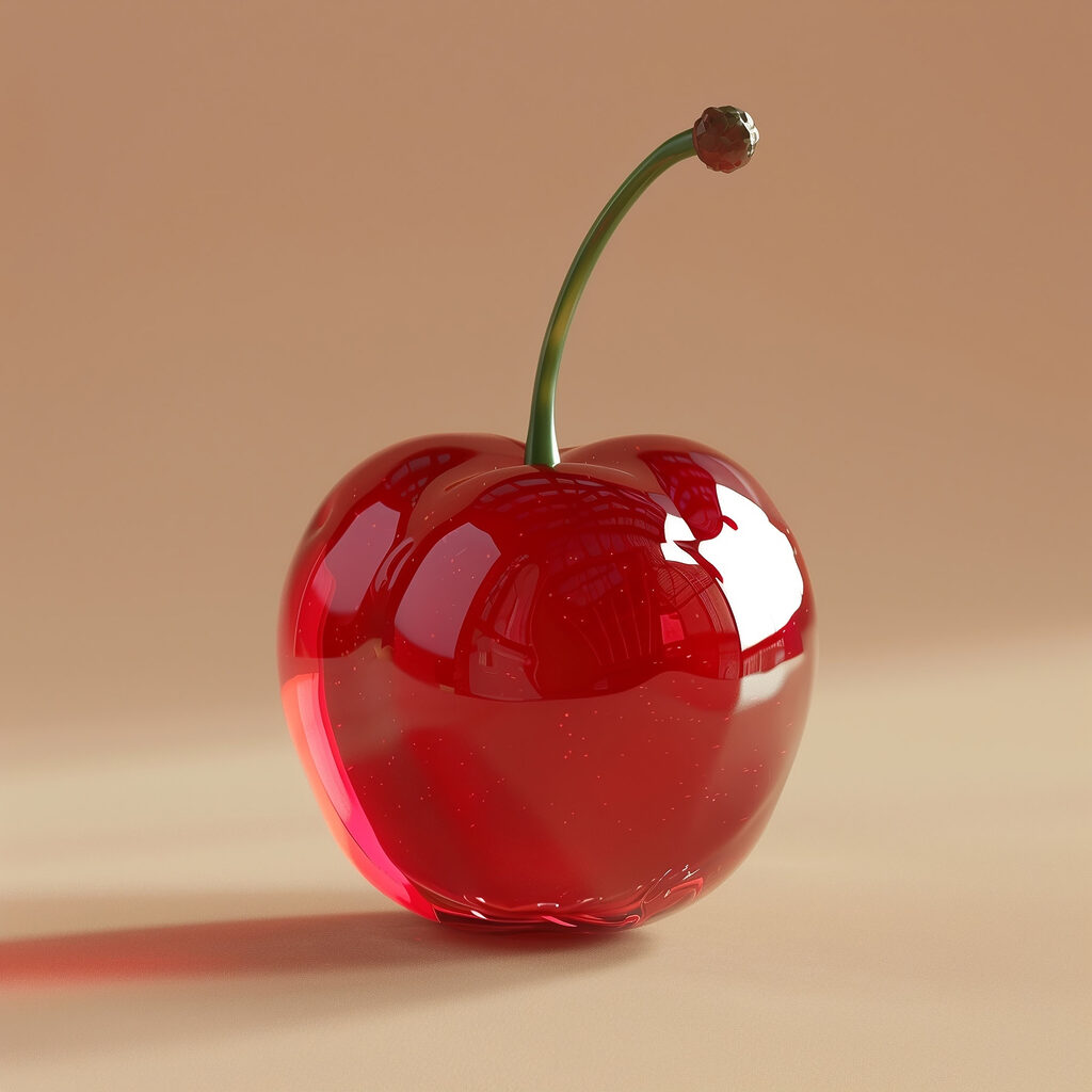Red cherry with a stem Red cherry with a stem