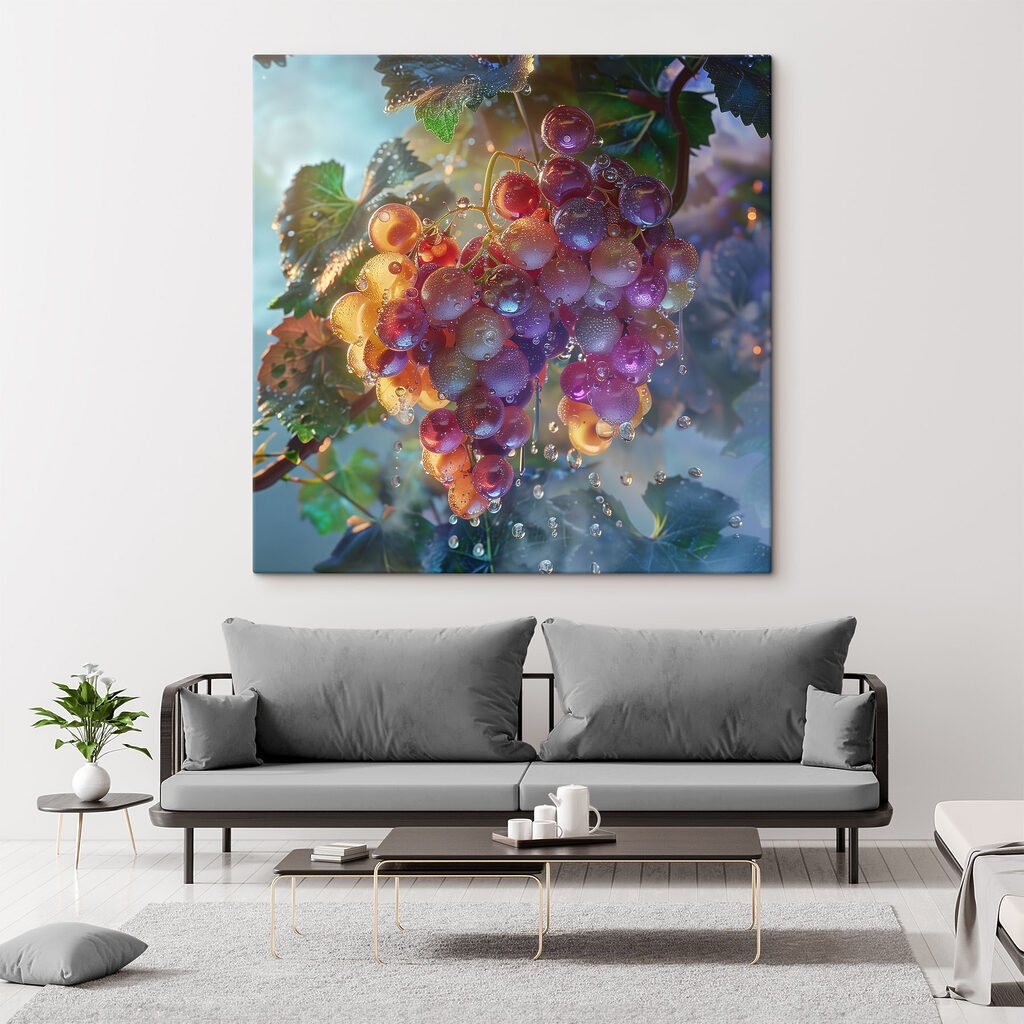 Bunch of grapes with water droplets on them