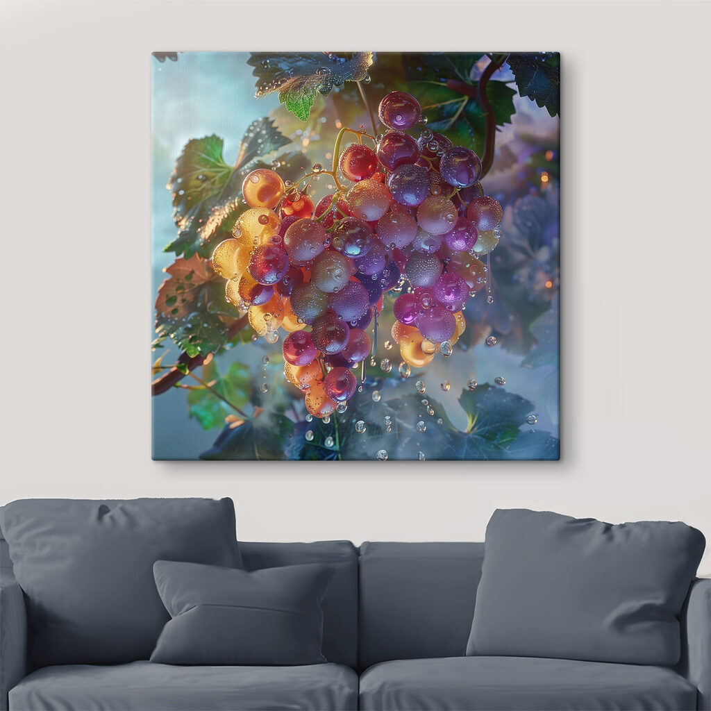 Bunch of grapes with water droplets on them