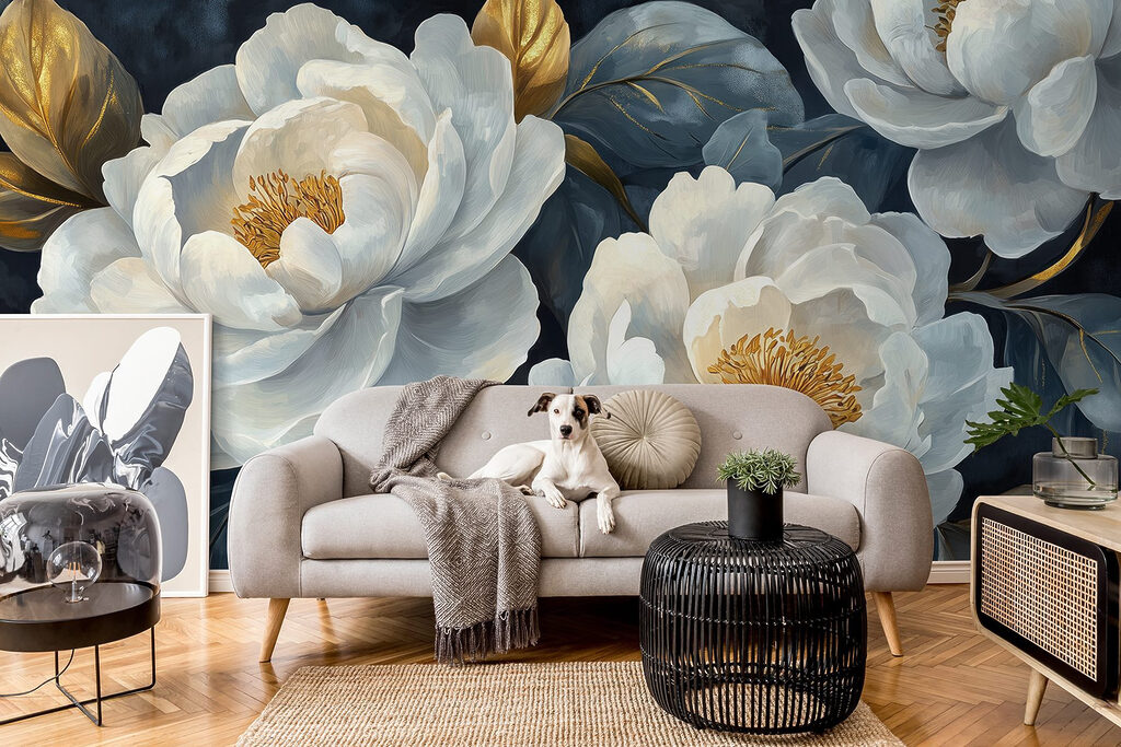 Elegant blooms against dark background